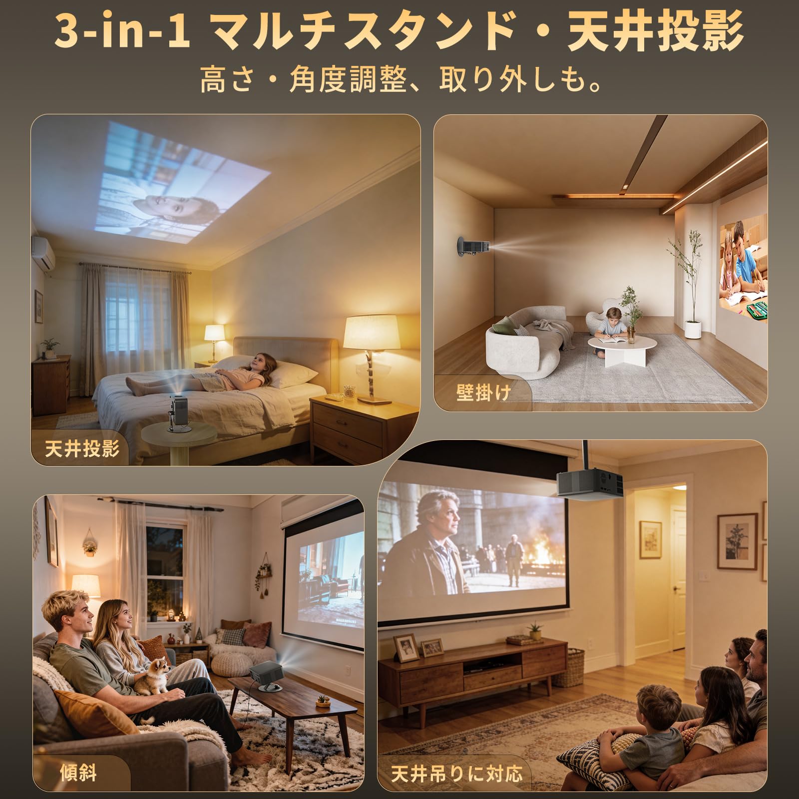 Amazon.co.jp: Jimveo J01Pro Projector for Home Use, Small, 1300